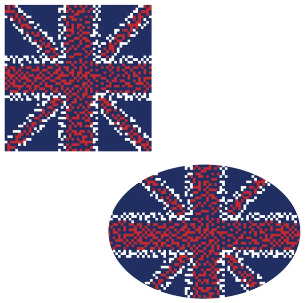 デジタルスクエアとラウンド英国の旗 — ストックベクタ