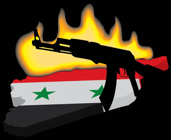 Syria Płomieniach Koncepcja Wojny Domowej — Wektor stockowy