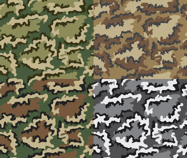 Ensemble Motifs Camouflage Sans Couture Schéma Couleurs Forêt Ville Désert — Image vectorielle
