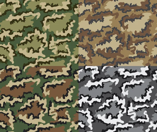 Set Von Camouflage Nahtlosen Mustern Wald Stadt Und Wüstenfarbgebung — Stockvektor