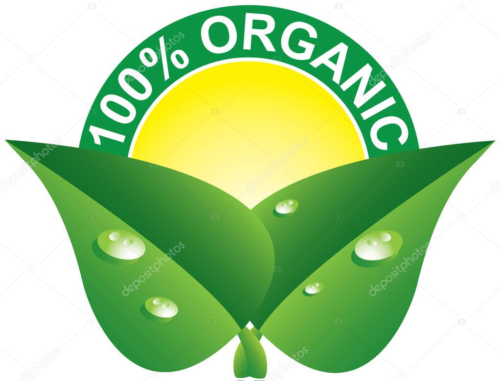 100% organic isolated sign label mark