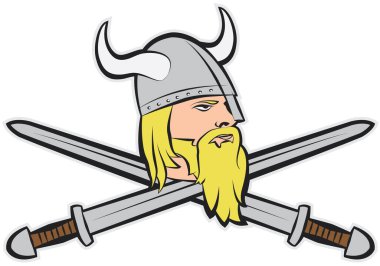 Viking kafası ve çapraz kılıçlar