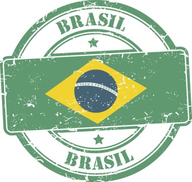 Grunge damgası. Brezilya bayrağı