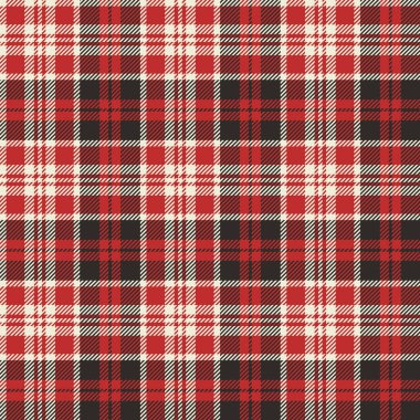 Ekose (tartan) pürüzsüz desen. Kırmızı, siyah ve beyaz çizgiler. İskoç, oduncu ve hippi tarzı..