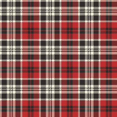 Ekose (tartan) pürüzsüz desen. Kırmızı, siyah ve beyaz çizgiler. İskoç, oduncu ve hippi tarzı..