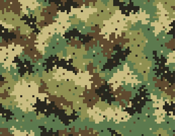 Kamouflage Sömlöst Mönster Fem Militära Färger Digitala Pixelformade Former — Stock vektor
