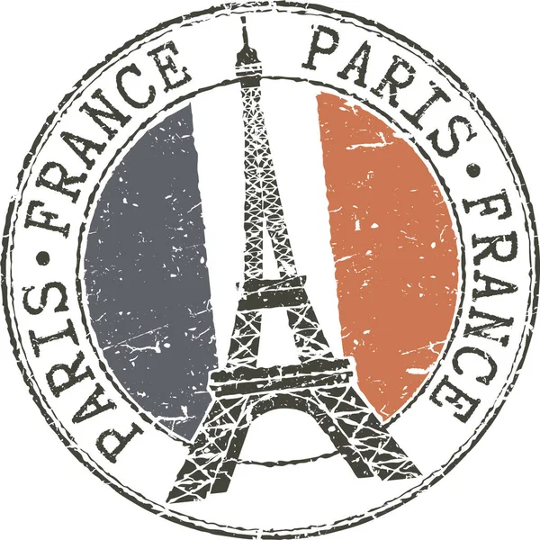 Rubber Grunge Stamp Paris France Eiffel Tower French Flag — стоковий вектор