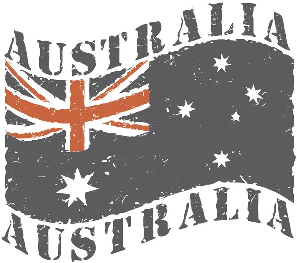 オーストラリア人は旗とキャプションをグランジのテクスチャで振って — ストックベクタ