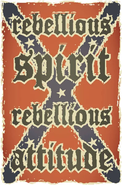 Bandera Grunge Confederada Espíritu Rebelde Actitud Rebelde — Archivo Imágenes Vectoriales