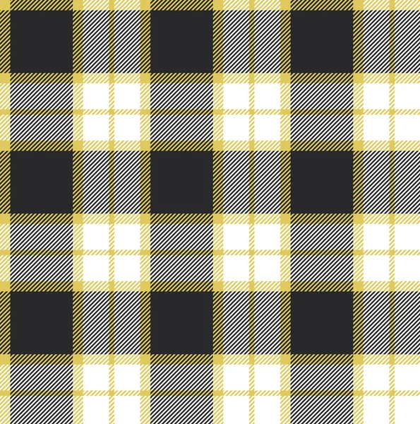 Plaid Tartan Bezešvé Vzor Černá Žlutá Bílá Barva Skotský Dřevorubecký — Stockový vektor