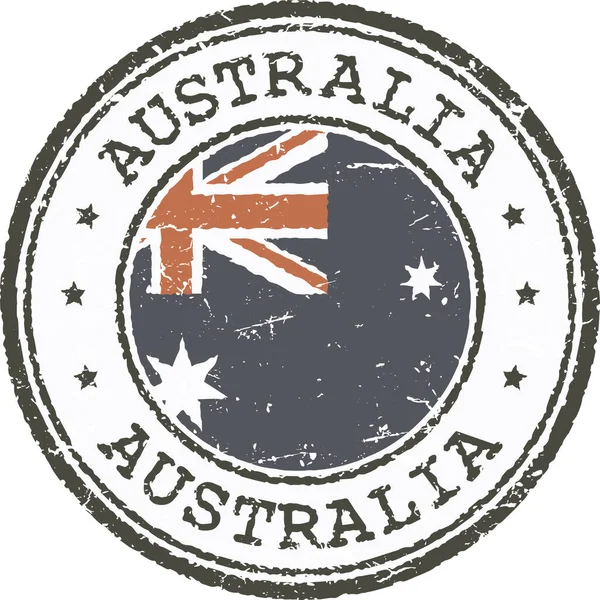 グランジスタンプ Australia 中央のオーストラリア国旗 — ストックベクタ