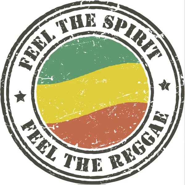 Znaczek Grunge Reggae Flaga Środku — Wektor stockowy