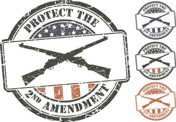 Timbre Patriotique Fusils Croisés Protéger Deuxième Amendement Constitution Américaine — Image vectorielle