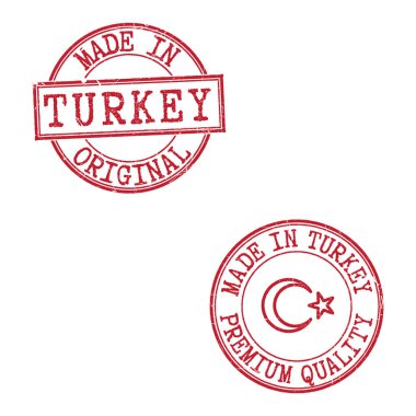 TURKEY 'de yapılmış iki grunge pulu. Türk bayrağı ortada.