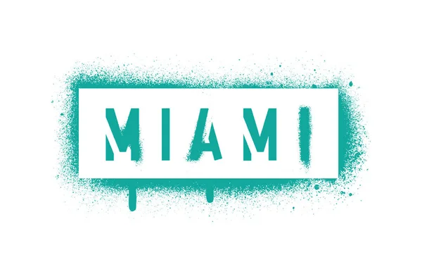 Miami Felirat Spray Graffiti Stencil Elszigetelt Fehér Háttér — Stock Vector