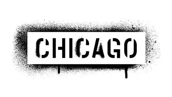 Chicago Idézet Illinois Állam Legnépesebb Városa Graffiti Stencil Spray — Stock Vector