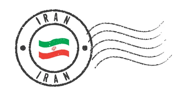 Sello Grunge Postal Iran Bandera Iraní Ondeando Medio — Archivo Imágenes Vectoriales