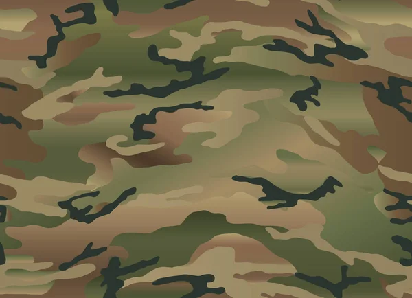 Woodland Kamouflage Sömlöst Mönster Strålningseffekt Beige Grön Brun Och Svart — Stock vektor