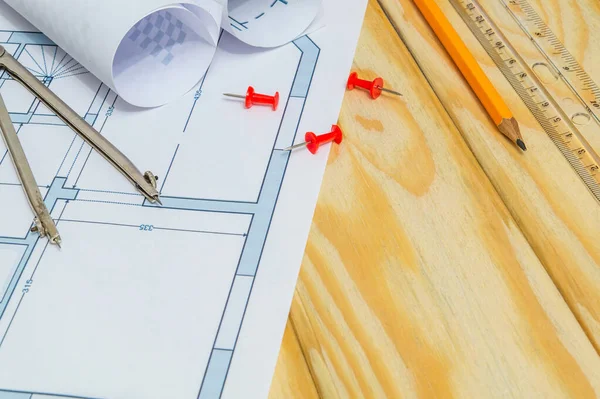 Diagramas Casa Laminados Accesorios Para Dibujar Acostado Dibujo Construcción Dibujos — Foto de Stock