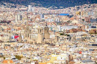 Barselona Katedrali, Katalonya, İspanya ile Barcelona panorama