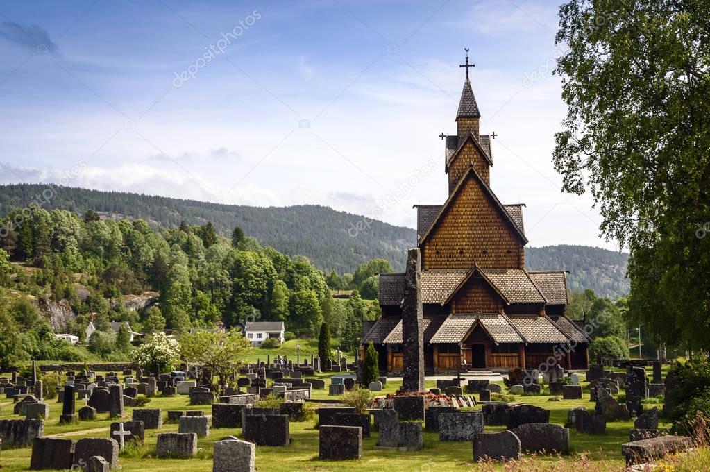 Old, wooden stave church in Norway