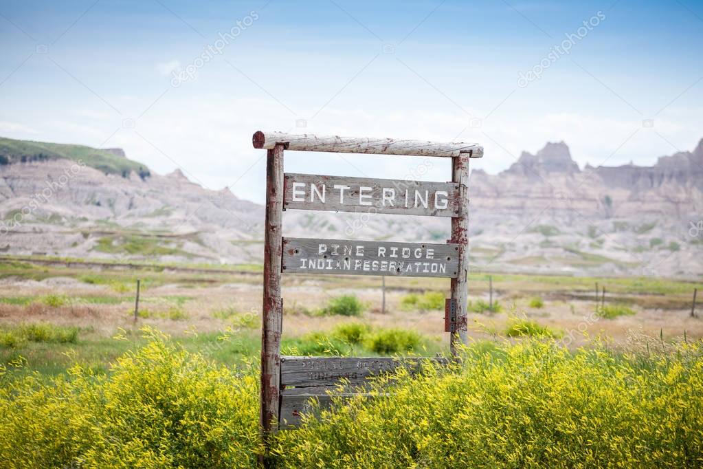 Entering Pine Ridge Indian Reservation, South Dakota, USA