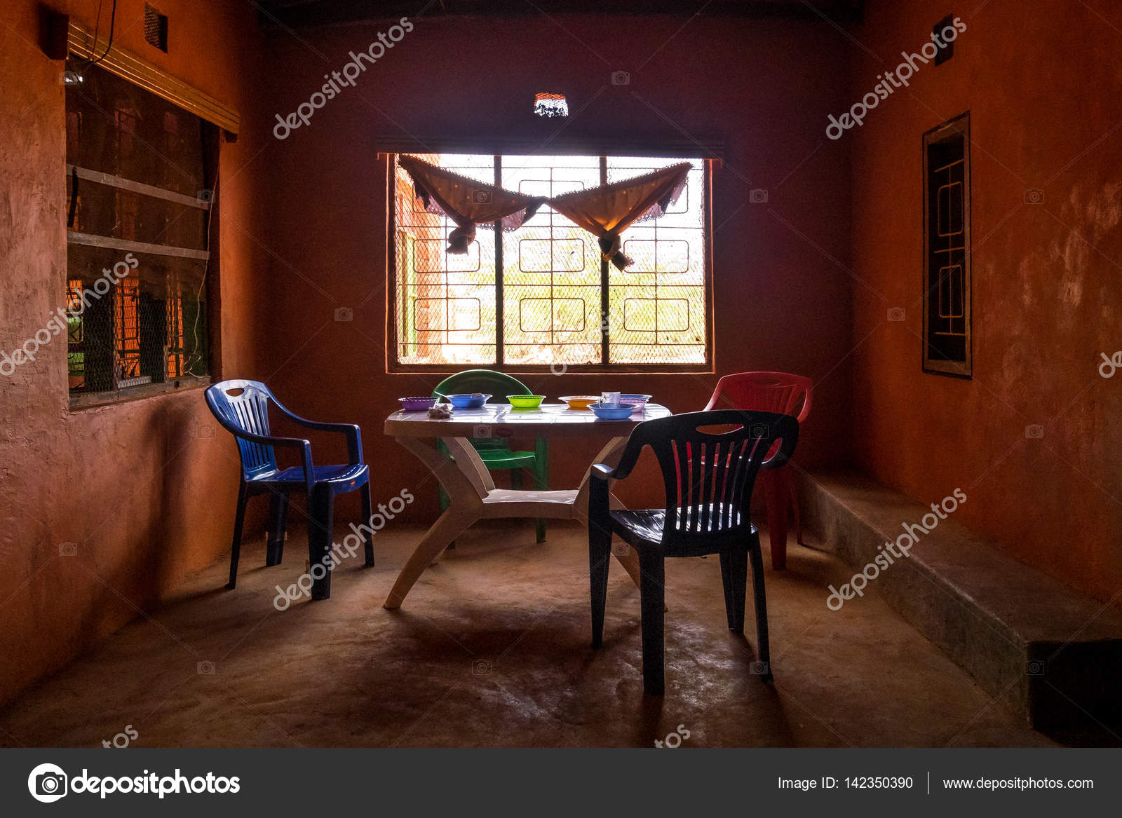 Simple African Dining Interior Kenya East Africa Stock Photo