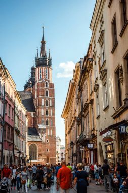 Crowds of tourist in Krakow clipart