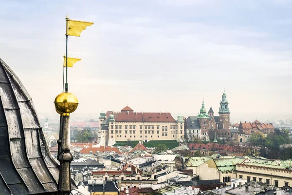 Hrad Wawel a kostel Panny Marie dome, Krakov, Polsko — Stock fotografie