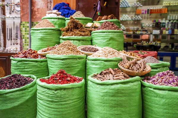 Plenty of spices in front of shop in Marrakech, Morocco — Stock Photo, Image