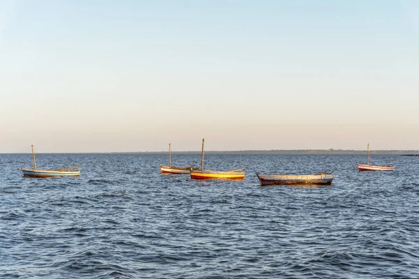 Bella Costa Con Barche Dei Pescatori Maputo Costa Sol Mozambico — Foto Stock