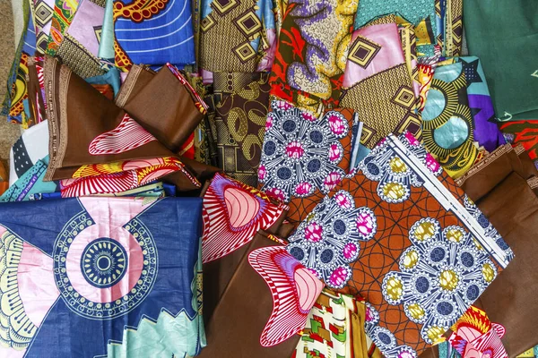 Muitos Tecidos Africanos Coloridos Maputo Moçambique — Fotografia de Stock