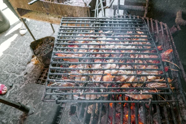 Deliciosas Lagostas Grelhadas Ainda Churrasco Lenha Moçambique — Fotografia de Stock