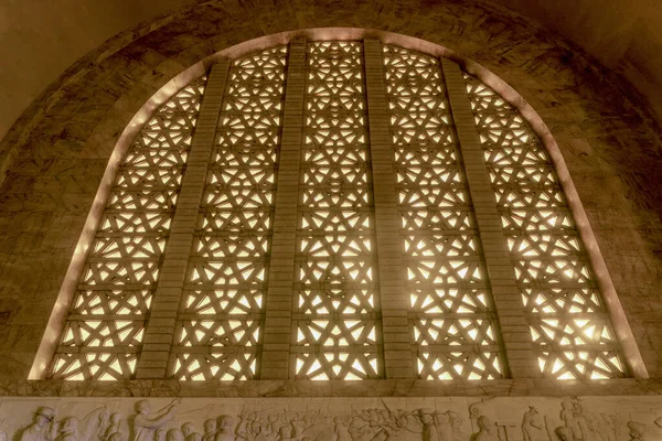 Huge, sunny window in Voortrekker Monument commemorating the Afrikaans settlers who arrived in the country during the 1830s.