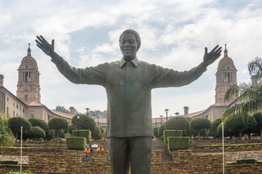 Neslon Mandela statue on his square in front of Union Buildings in Pretoria, South Africa clipart