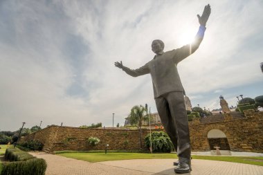 Neslon Mandela statue on his square in front of Union Buildings in Pretoria, South Africa clipart