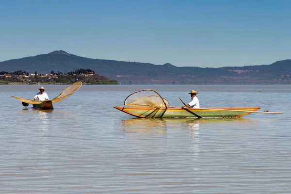 Rybáři na jezeře Patzcuaro Stock Snímky