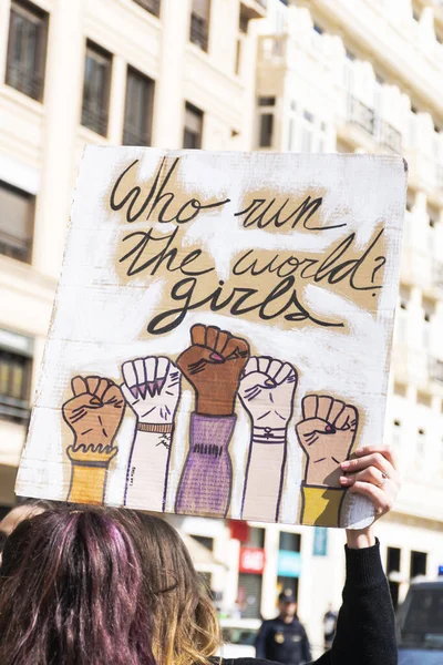 Banner Feminist Demonstration Women Day Valencia – stockfoto