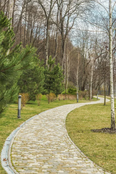 Beautiful path in the spring park. — Stock Photo, Image