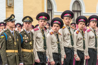 Kiev, Ukrayna - 26 Mayıs 2017: Töreni vesilesiyle Ivan Bohun Kiev askeri lyceum akademik yılın sonunda.