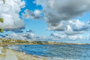 Paphos, Kıbrıs - 20 Eylül 2016: Görünüm Paphos Harbour, Kıbrıs, set of.