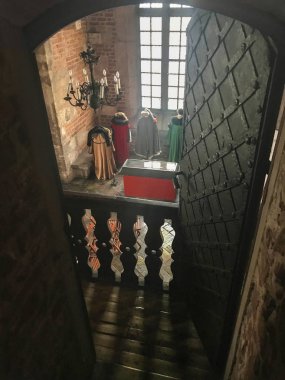 Krakow, Polonya - 14 Ekim 2017: Krakow Belediye kulesi tarihi Müzesi antik tesislerinde parçası.