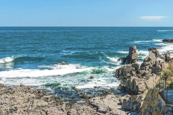 Stenar Bildas Det Blå Havet Ser Som Ett Ansikte Sozopol — Stockfoto