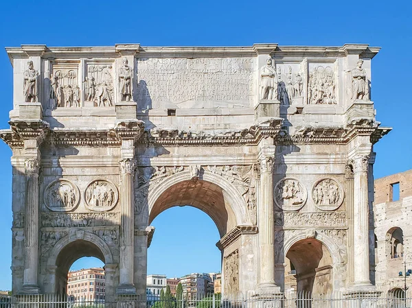Fragment Arc Constantin Colisée Emblématique Rome Italie — Photo
