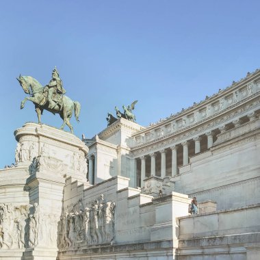 İtalya 'nın başkenti Roma' daki Piazza Venezia 'da bulunan Vittorio Emanuele Ii' ye ait ulusal anıtın görüntüsü.