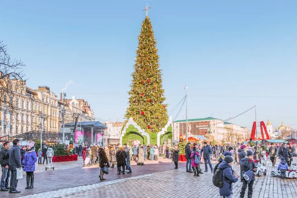 Kiev Ucrania Enero 2020 Árbol Navidad Instalado Plaza Sofía — Foto de Stock