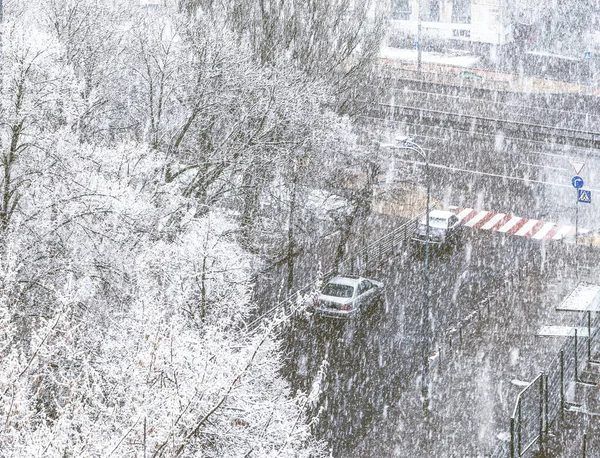 Nevadas Marzo Fragmento Kiev Ucrania — Foto de Stock