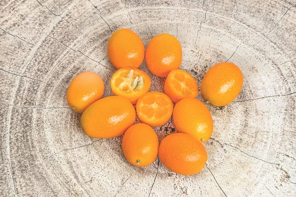 Une Colline Fruits Frais Kumquat Est Petit Agrumes Taille Noix — Photo