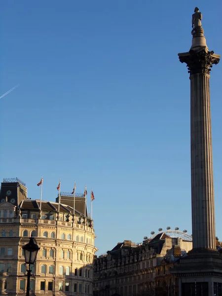联合王国伦敦市特拉法加广场Nelsons柱国家纪念馆 — 图库照片