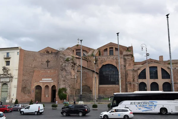 Βασιλική Της Santa Maria Degli Angeli Dei Martiri Και Fontana — Φωτογραφία Αρχείου